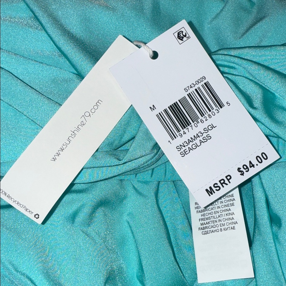 NWT Sunshine 79 Convertible Swim Faux Wrap Sarong Cover-Up Seaglass Women’s Sz M - Picture 4 of 4